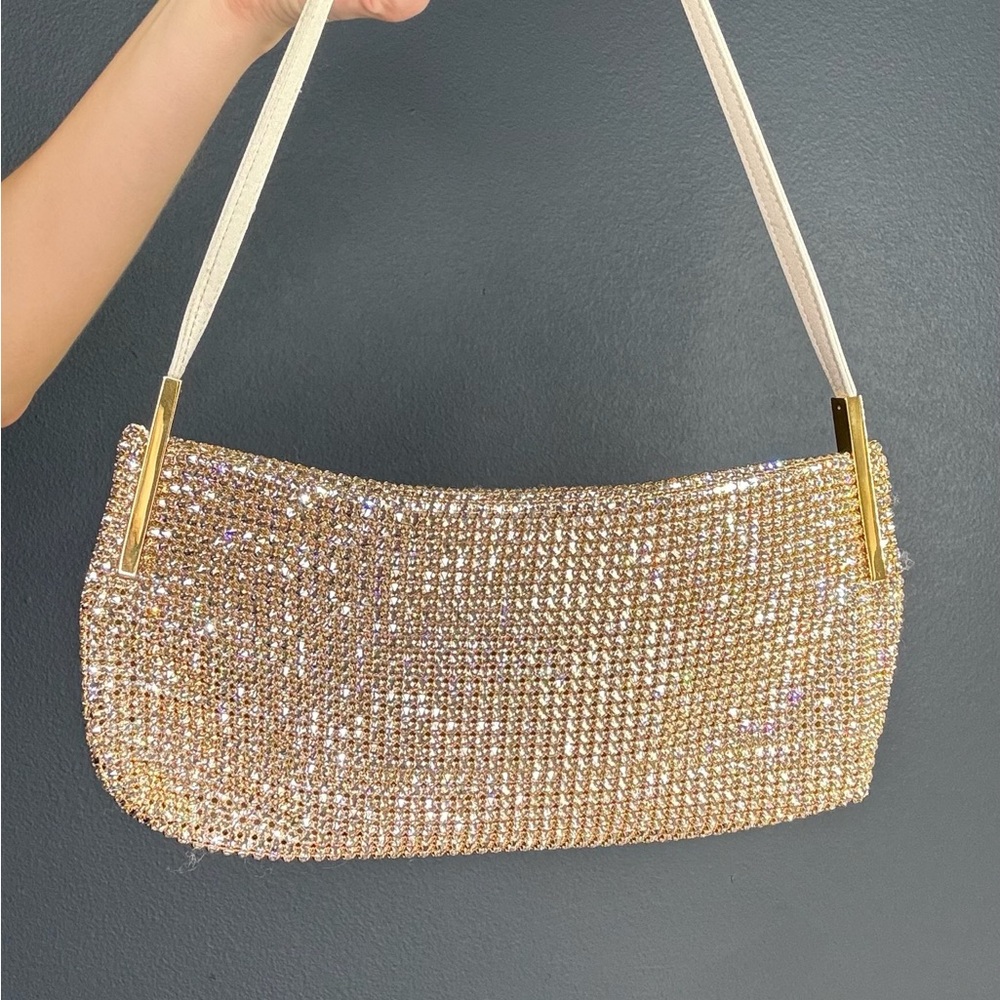 Saint Laurent Gold Crystal Shoulder Bag - Picture 2 of 3